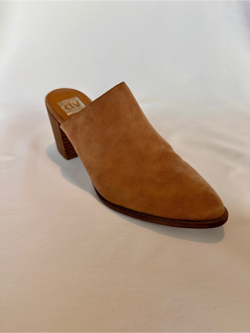 DV by Dolce Vita Tan Suede Pointed Toe Block Heel Mule